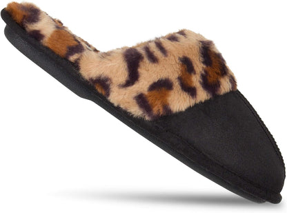 Women'S Comfy Faux Fur House Slipper Scuff Memory Foam Slip-On Anti-Skid Sole