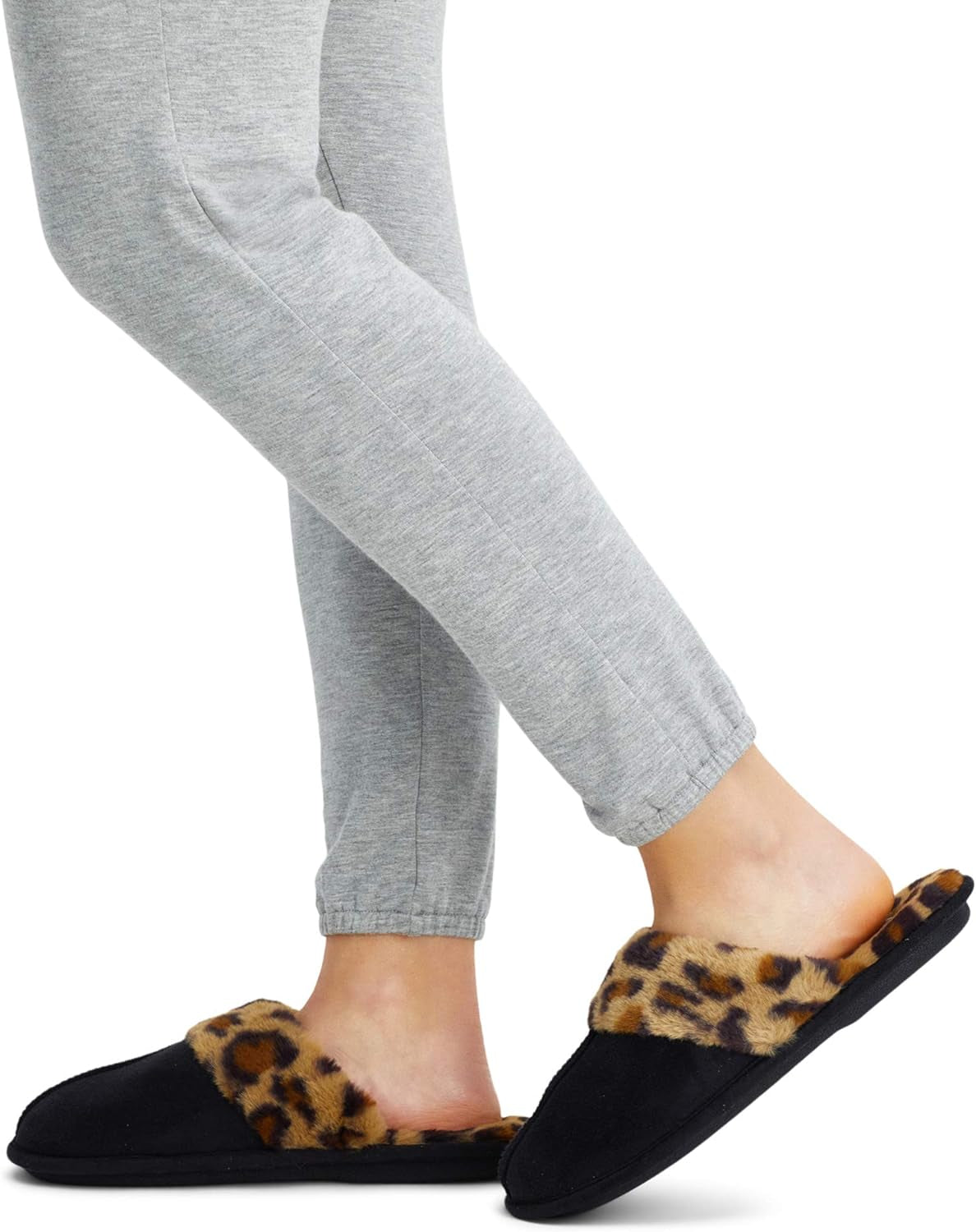 Women'S Comfy Faux Fur House Slipper Scuff Memory Foam Slip-On Anti-Skid Sole