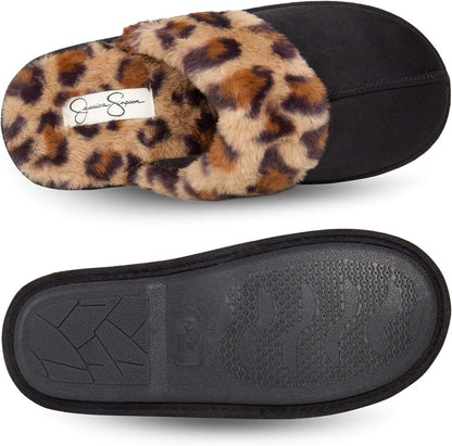 Women'S Comfy Faux Fur House Slipper Scuff Memory Foam Slip-On Anti-Skid Sole