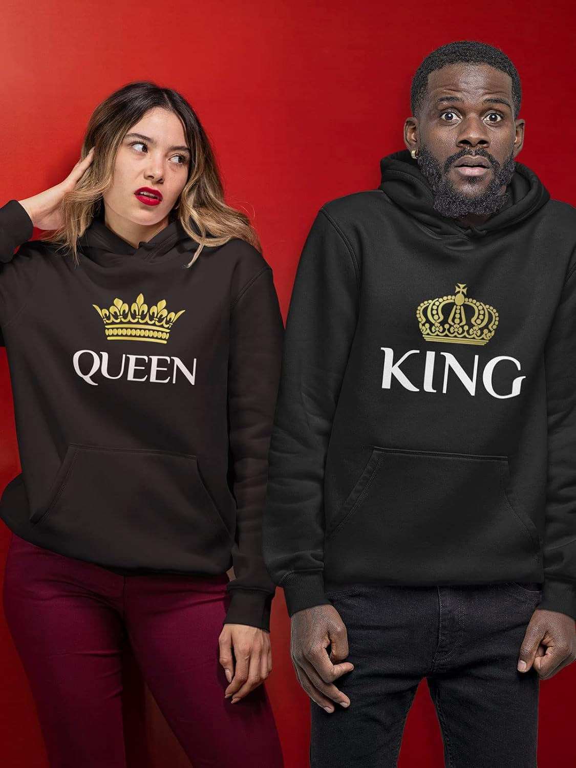 King and Queen Matching Hoodies for Couples His & Hers Boyfriend Girlfriend Wife Husband Couple Hoodie Set