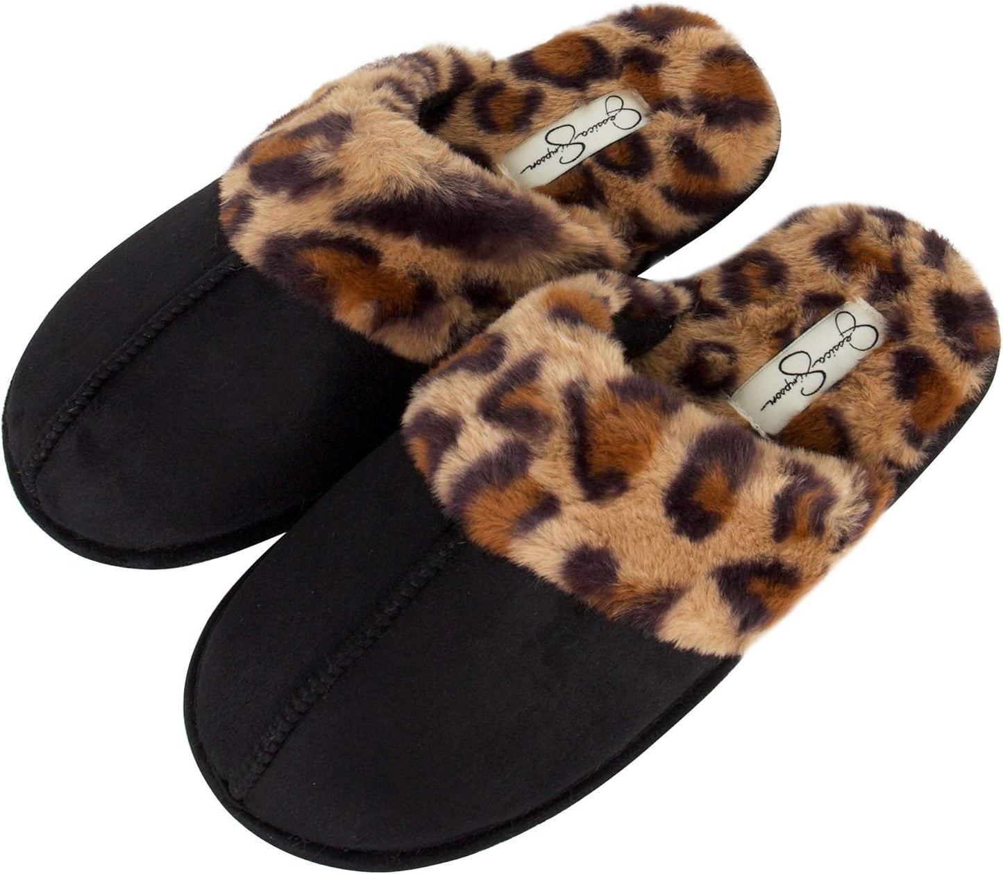 Women'S Comfy Faux Fur House Slipper Scuff Memory Foam Slip-On Anti-Skid Sole