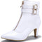 Women'S Buckle Strap Ankle Booties 3 Inch Pointed Toe Zipper Heels Dress Jeans Boots