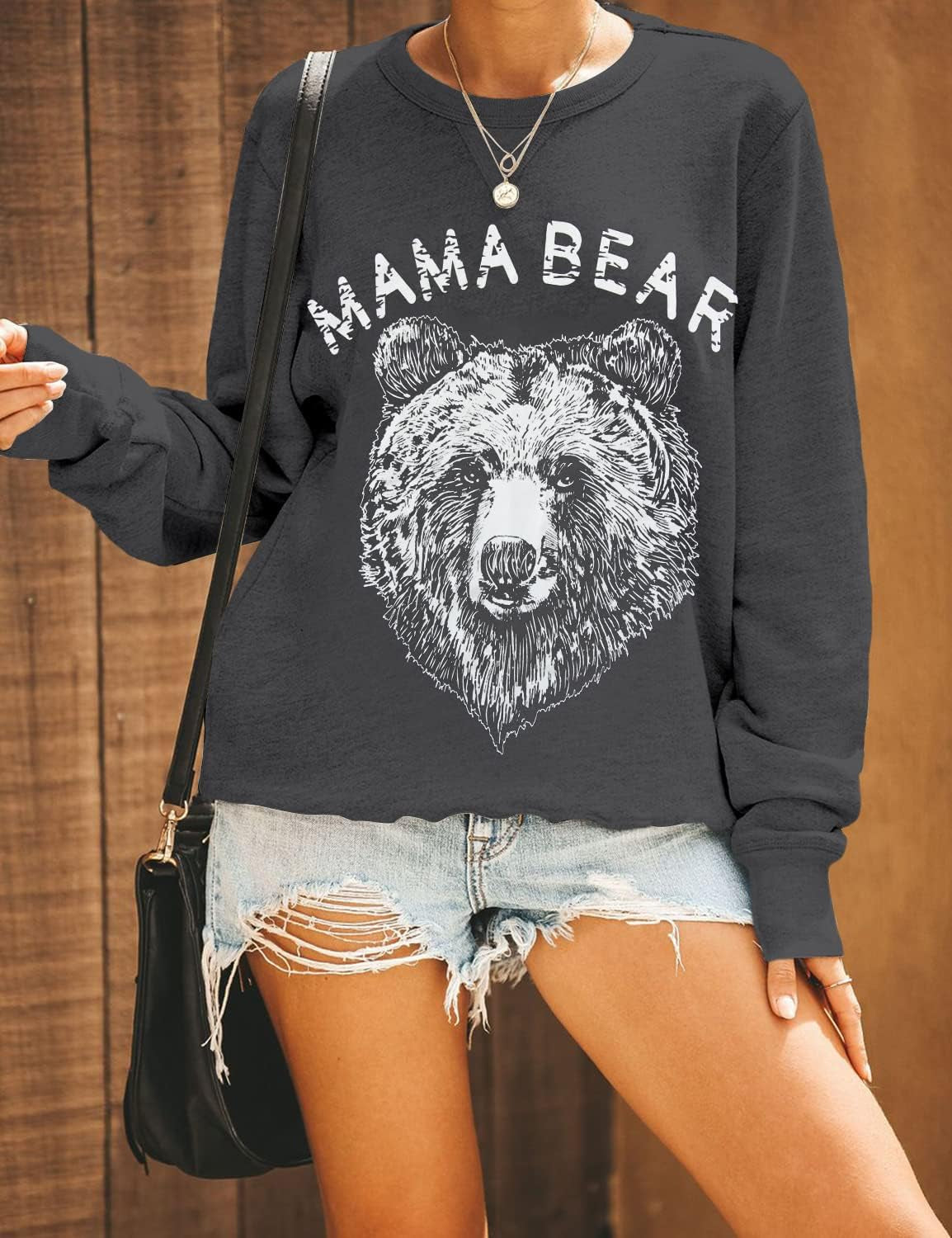 Womens Mama Sweatshirt Crewneck Loose Fit Soft Cute Long Sleeve Tops Ladies Graphic Casual Fall Mom Shirts